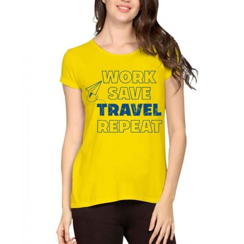 Work Save Travel Repeat Graphic Printed T-shirt