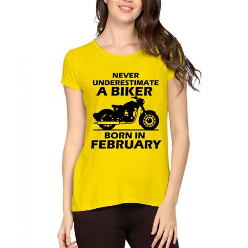 A Biker Born In February Graphic Printed T-shirt