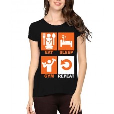 Eat Sleep Gym Repeat Graphic Printed T-shirt