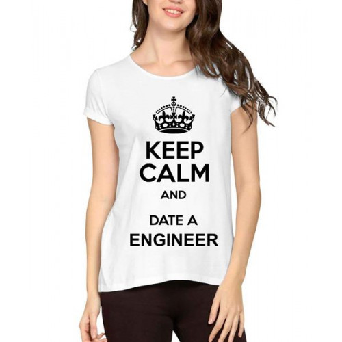 Women's Cotton Biowash Graphic Printed Half Sleeve T-Shirt - Date A Engineer
