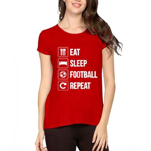 Eat Sleep Football Repeat Graphic Printed T-shirt