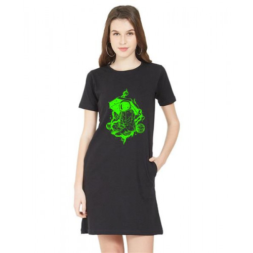 Astronaut Umbrella Graphic Printed T-shirt Dress