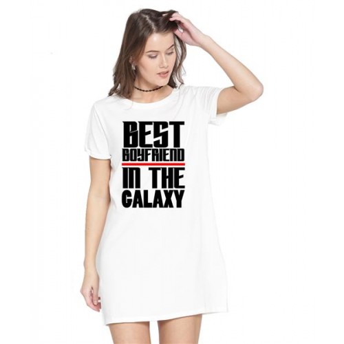Best Boyfriend In The Galaxy Graphic Printed T-shirt Dress