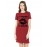 Women's Cotton Biowash Graphic Printed T-Shirt Dress with side pockets - Lipstick Shade 