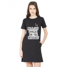 Women's Cotton Biowash Graphic Printed T-Shirt Dress with side pockets - Lot Cooler On Internet