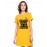 Women's Cotton Biowash Graphic Printed T-Shirt Dress with side pockets - Lot Cooler On Internet