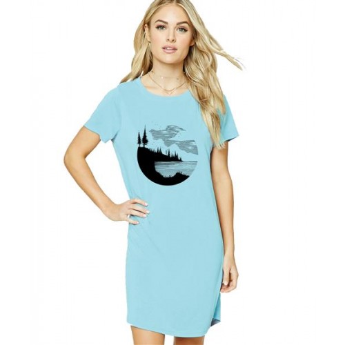 Sea Tree Graphic Printed T-shirt Dress