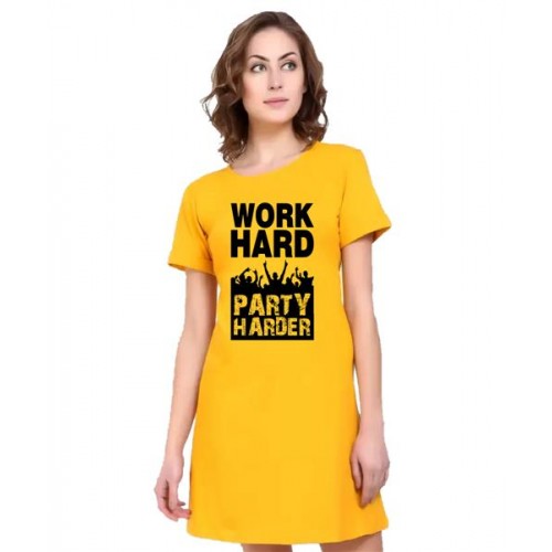 Work Hard Party Harder Graphic Printed T-shirt Dress