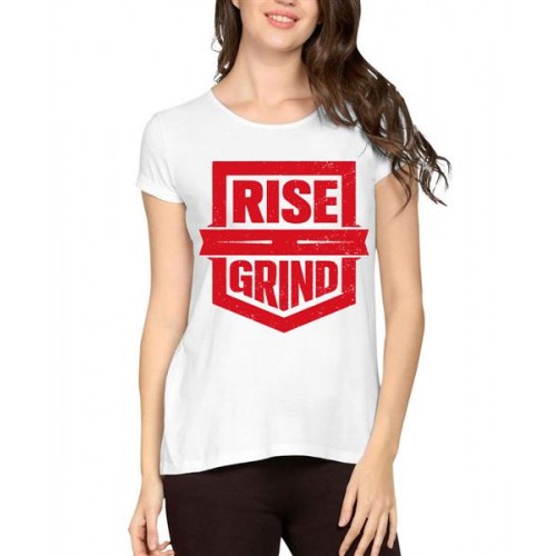 Women's Cotton Biowash Graphic Printed Half Sleeve T-Shirt - Rise And Grind