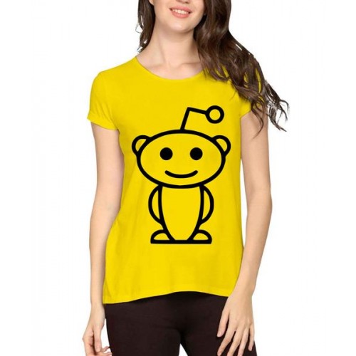 Women's Cotton Biowash Graphic Printed Half Sleeve T-Shirt - Robo Tobo