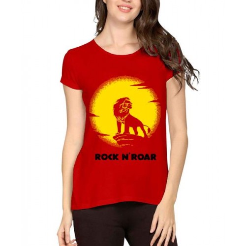 Women's Cotton Biowash Graphic Printed Half Sleeve T-Shirt - Rock N Roar