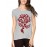 Women's Cotton Biowash Graphic Printed Half Sleeve T-Shirt - Rose Structure