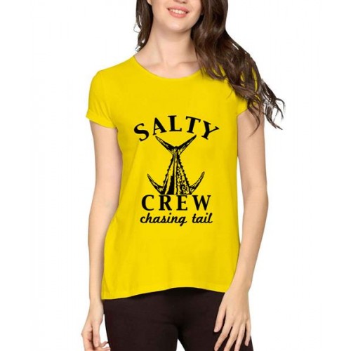 Women's Cotton Biowash Graphic Printed Half Sleeve T-Shirt - SALTY CREW