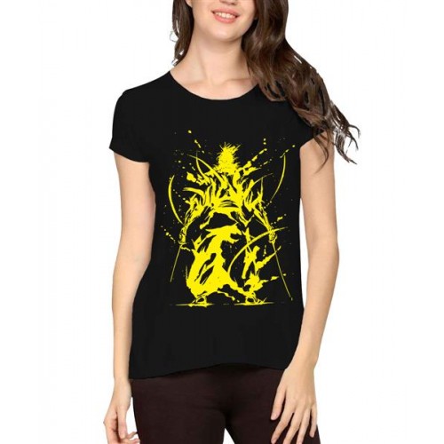 Women's Cotton Biowash Graphic Printed Half Sleeve T-Shirt - Samurai Art