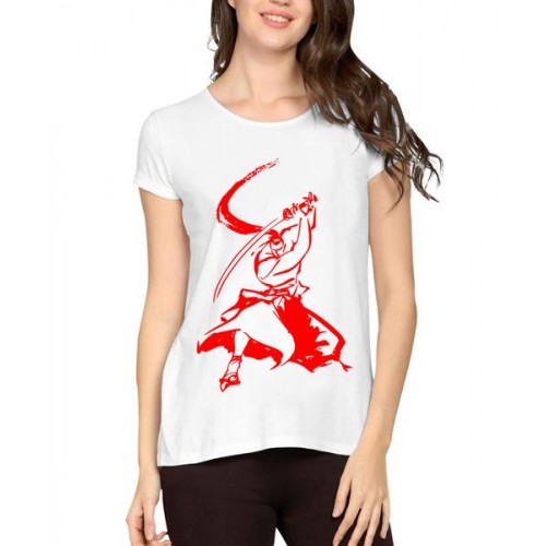 Women's Cotton Biowash Graphic Printed Half Sleeve T-Shirt - Samurai Showdown