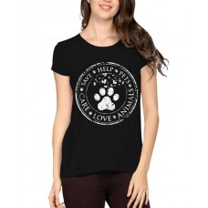 Dog Paw Heart Love Graphic Printed T-shirt
