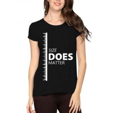 Women's Cotton Biowash Graphic Printed Half Sleeve T-Shirt - Size Does Matter