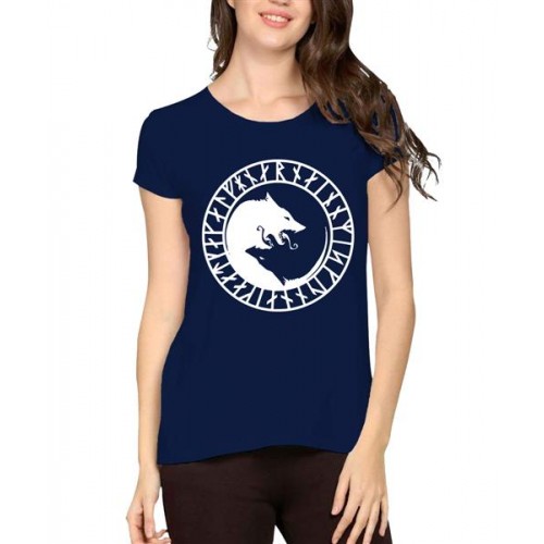 Women's Cotton Biowash Graphic Printed Half Sleeve T-Shirt - Skoll And Hati 