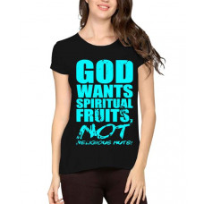 Women's Cotton Biowash Graphic Printed Half Sleeve T-Shirt - Spiritual Fruits