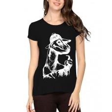 Women's Cotton Biowash Graphic Printed Half Sleeve T-Shirt - Spy Dinosaur