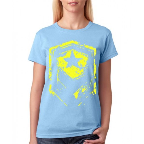 Women's Cotton Biowash Graphic Printed Half Sleeve T-Shirt - Star Shield