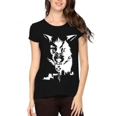 Women's Cotton Biowash Graphic Printed Half Sleeve T-Shirt - Stark Wolf 