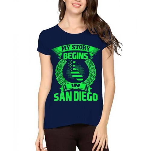 Women's Cotton Biowash Graphic Printed Half Sleeve T-Shirt - Story Begins In Here