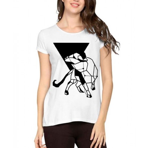 Women's Cotton Biowash Graphic Printed Half Sleeve T-Shirt - Taurus Star