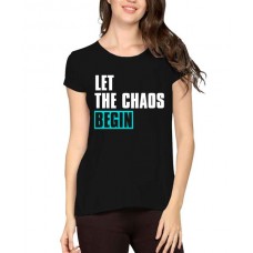 Women's Cotton Biowash Graphic Printed Half Sleeve T-Shirt - The Chaos Begin