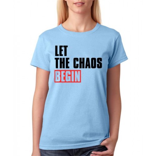 Women's Cotton Biowash Graphic Printed Half Sleeve T-Shirt - The Chaos Begin