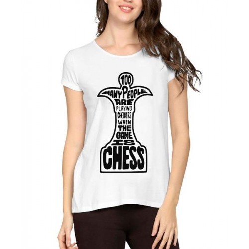 Women's Cotton Biowash Graphic Printed Half Sleeve T-Shirt - The Game Is Chess