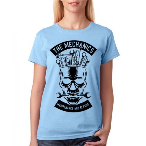Women's Cotton Biowash Graphic Printed Half Sleeve T-Shirt - The Mechanics 
