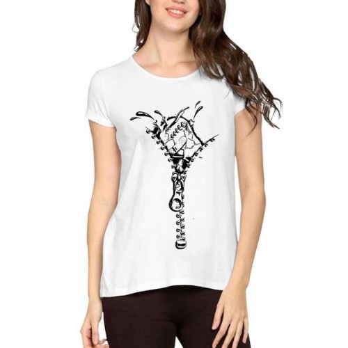 Women's Cotton Biowash Graphic Printed Half Sleeve T-Shirt - Think Ink Not Mink