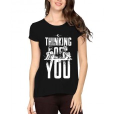 Women's Cotton Biowash Graphic Printed Half Sleeve T-Shirt - Thinking Of You