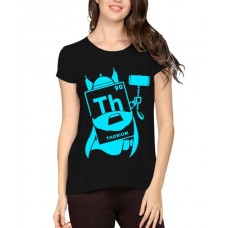 Women's Cotton Biowash Graphic Printed Half Sleeve T-Shirt - Thorium