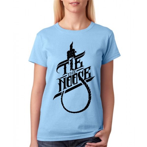 Women's Cotton Biowash Graphic Printed Half Sleeve T-Shirt - Tie The Noose