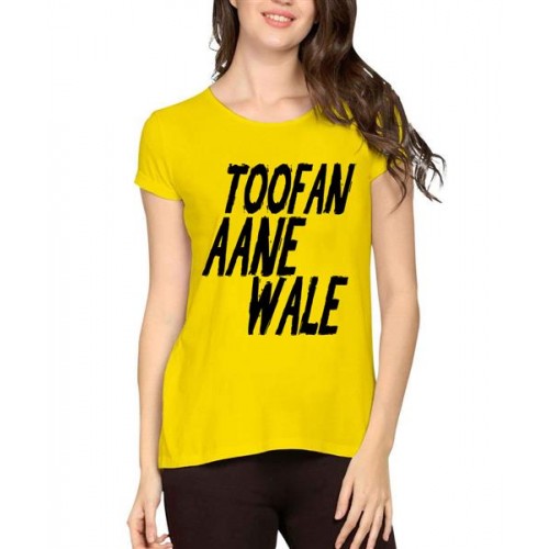 Women's Cotton Biowash Graphic Printed Half Sleeve T-Shirt - Toofan Aane Wale