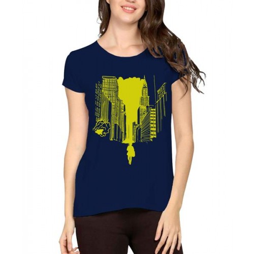 Women's Cotton Biowash Graphic Printed Half Sleeve T-Shirt - Township