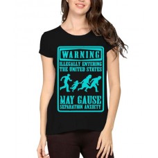 Women's Cotton Biowash Graphic Printed Half Sleeve T-Shirt - Warning Separation Anxiety