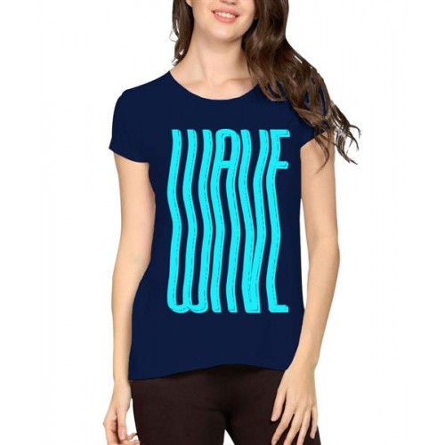 Women's Cotton Biowash Graphic Printed Half Sleeve T-Shirt - Wave Calligraphy
