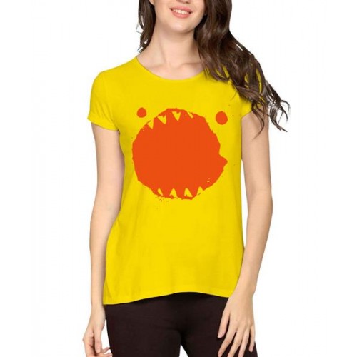 Women's Cotton Biowash Graphic Printed Half Sleeve T-Shirt - Whale Mouth Open