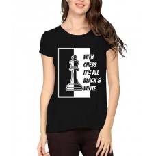 With Chess It's All Black And White Graphic Printed T-shirt
