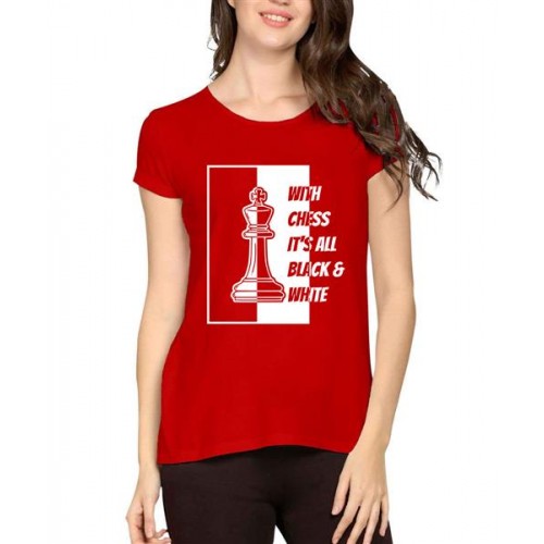 With Chess It's All Black And White Graphic Printed T-shirt