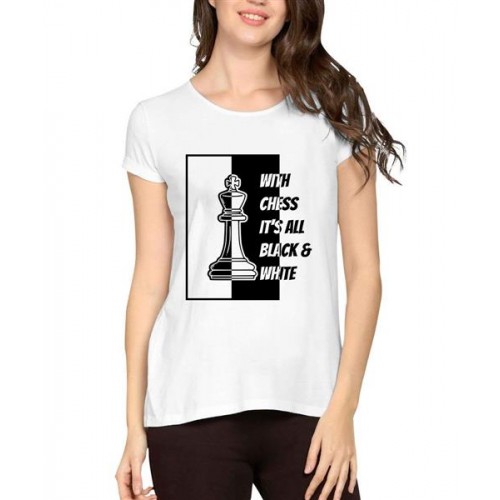 With Chess It's All Black And White Graphic Printed T-shirt