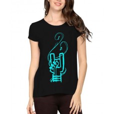 Women's Cotton Biowash Graphic Printed Half Sleeve T-Shirt - Yo Guitar