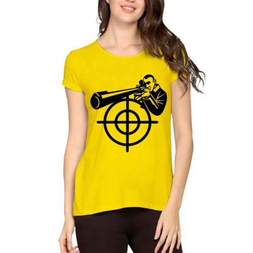 Women's Cotton Biowash Graphic Printed Half Sleeve T-Shirt - You Are On Target