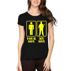 Women's Cotton Biowash Graphic Printed Half Sleeve T-Shirt - Your Son My Son